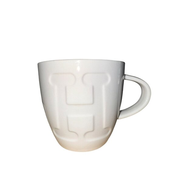 Keith Brymer Jones Alphabet Mug H Embossed White Ceramic 4 Inches - Picture 1 of 7